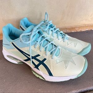 Asics Women’s Gel-Solution Speed 3 White/ Blue (E650N) Tennis Shoe US Size 8.5